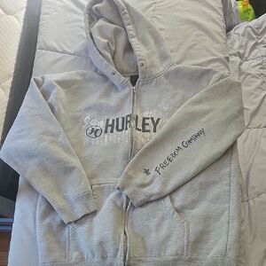 Hurley Light Gray Zip-Up Hoodie